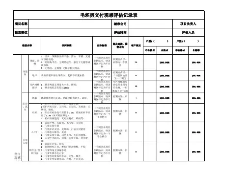 住宅地产毛坯房交付观感评估记录表
