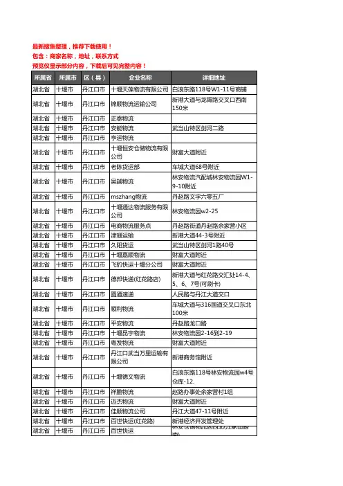 新版湖北省十堰市丹江口市货运企业公司商家户名录单联系方式地址大全53家