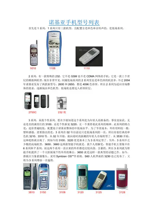 诺基亚手机列表