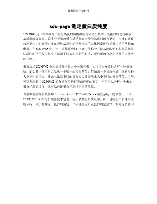 sds-page测定蛋白质纯度