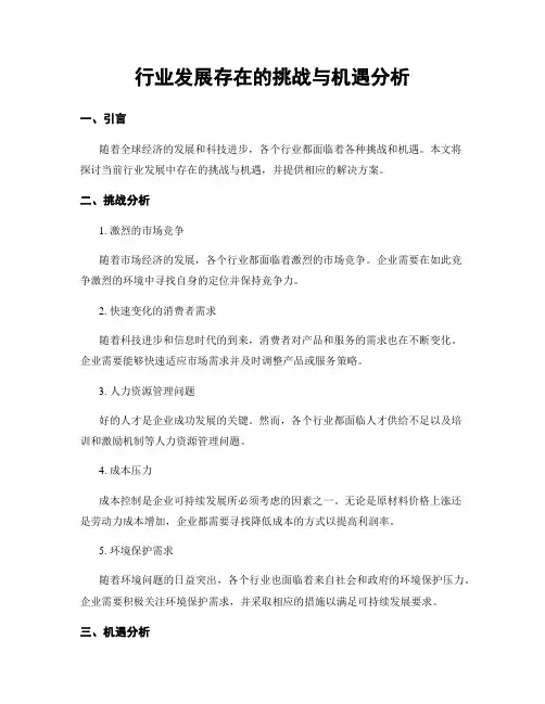 行业发展存在的挑战与机遇分析