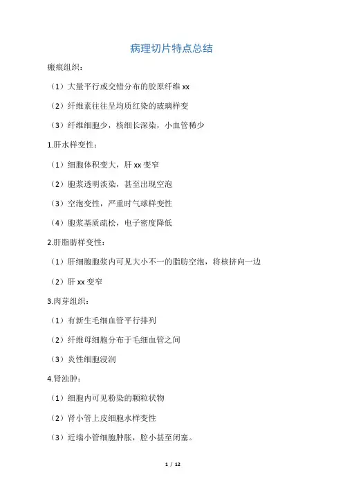 病理切片特点总结