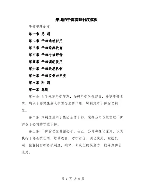 集团的干部管理制度模板