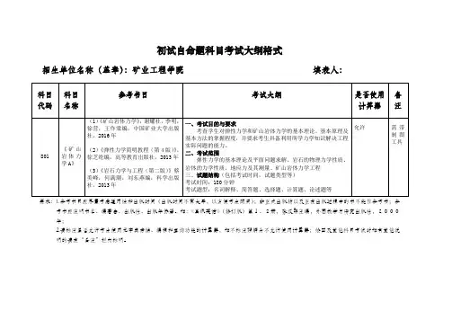 2020年中国矿业大学硕士研究考试大纲-801矿山岩体力学A2020