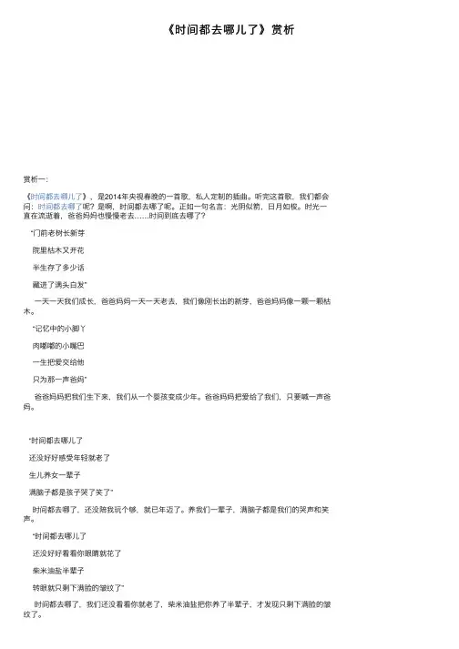 《时间都去哪儿了》赏析