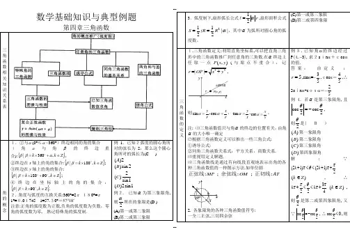 必修4数学三角函数基础知识与典型例题复习