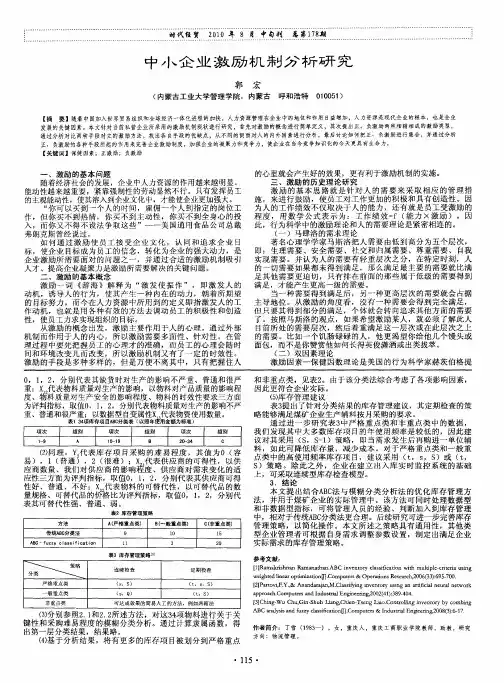 中小企业激励机制分析研究