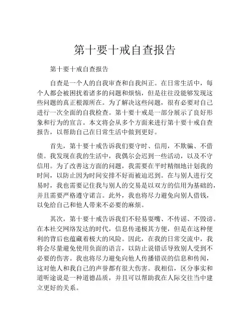 第十要十戒自查报告