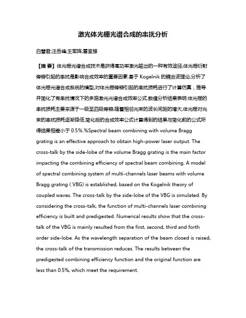 激光体光栅光谱合成的串扰分析