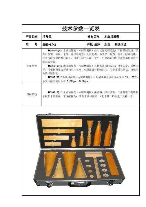 SDHT-KJ-2木质堵漏楔使用说明书