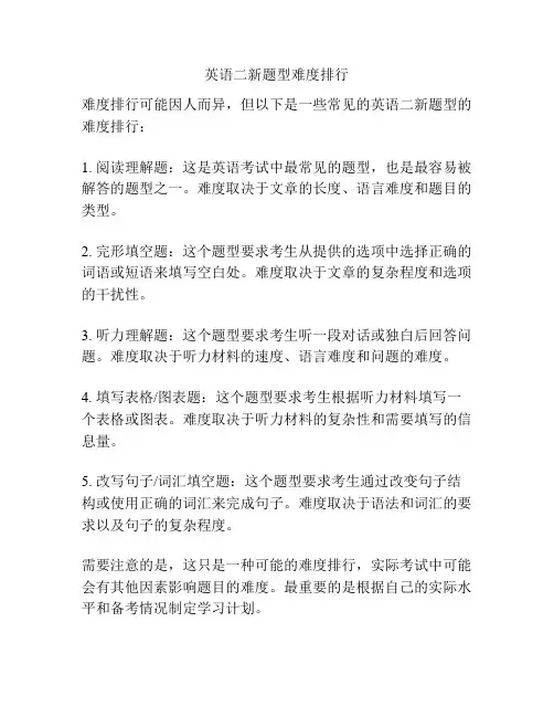 英语二新题型难度排行