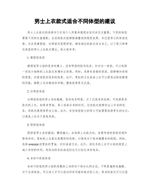 男士上衣款式适合不同体型的建议