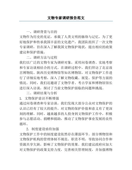 文物专家调研报告范文