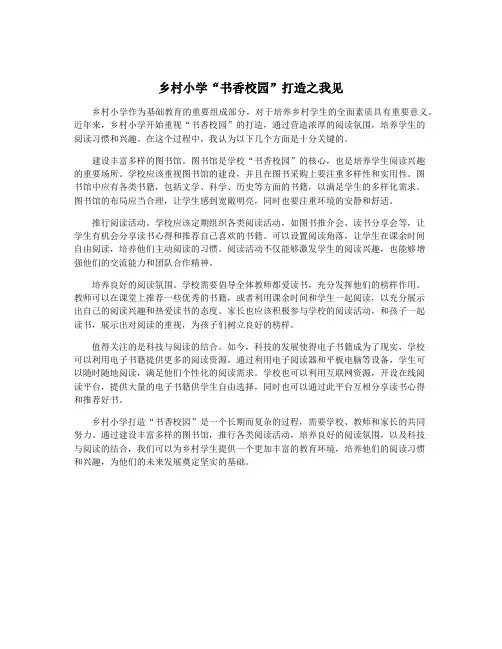 乡村小学“书香校园”打造之我见