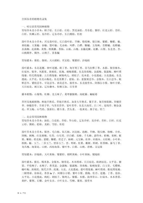全国各省的植物名录集