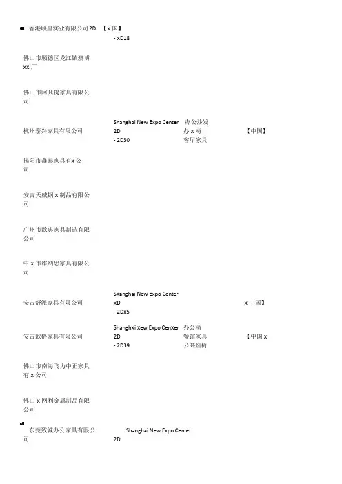 2010办公家具展览会展商名录word档