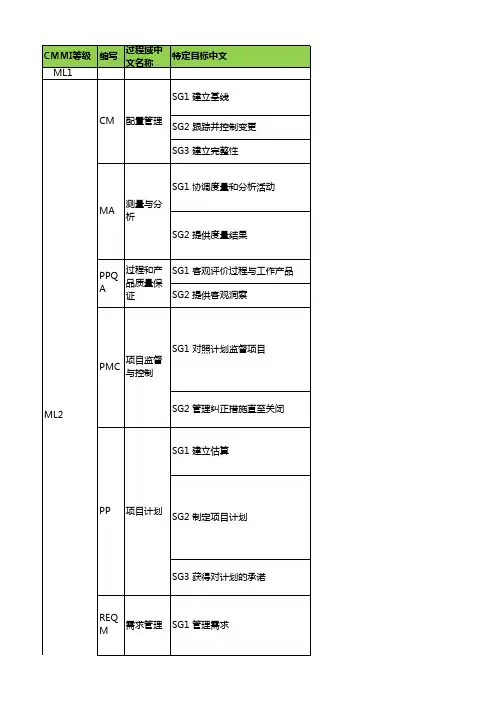 CMMI各级标准