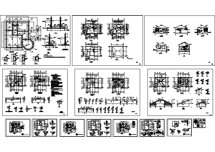 两层小别墅建筑全套CAD施工图纸