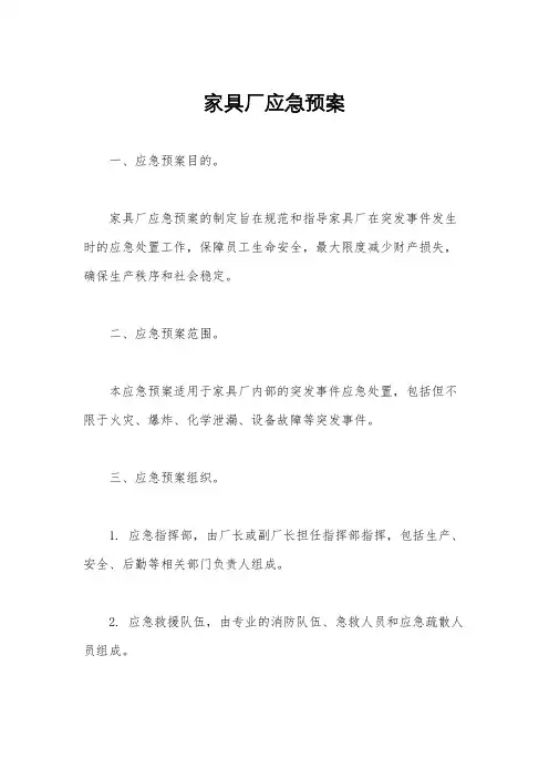 家具厂应急预案