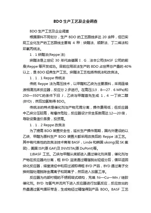 BDO生产工艺及企业调查