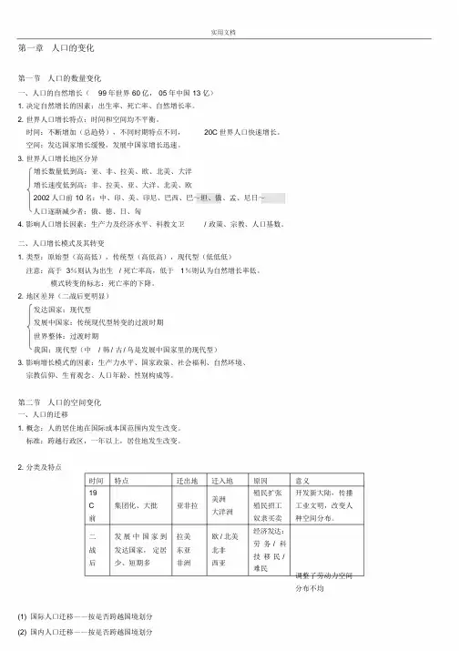 人教版高中地理必修二笔记