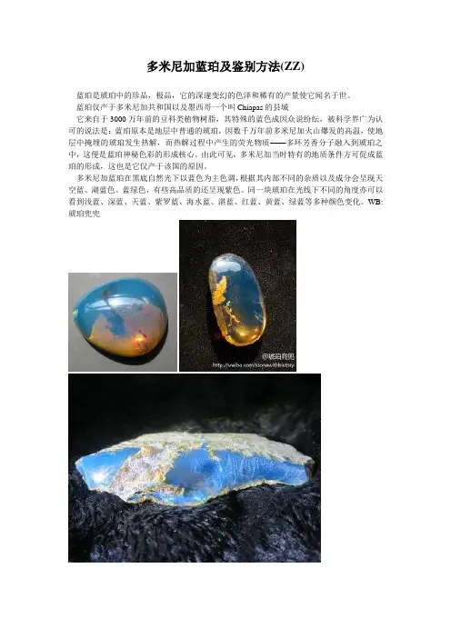 多米尼加蓝珀及鉴别方法
