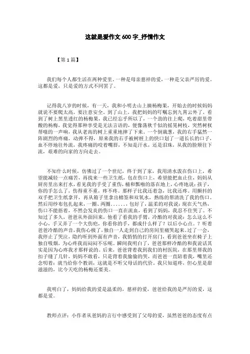 这就是爱作文600字_抒情作文