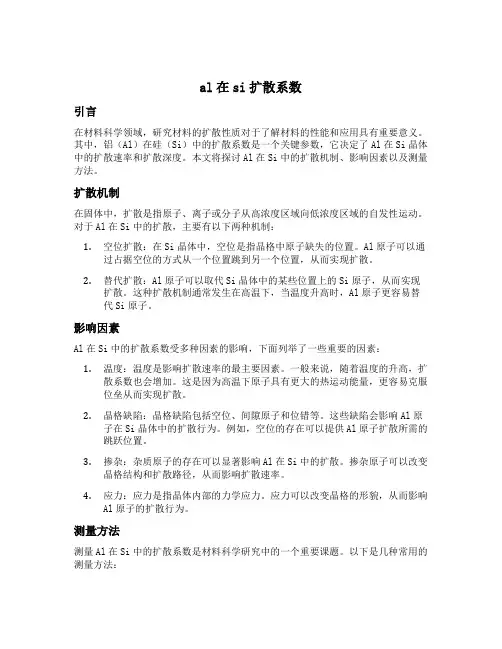 al在si扩散系数