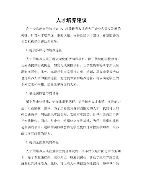 人才培养建议