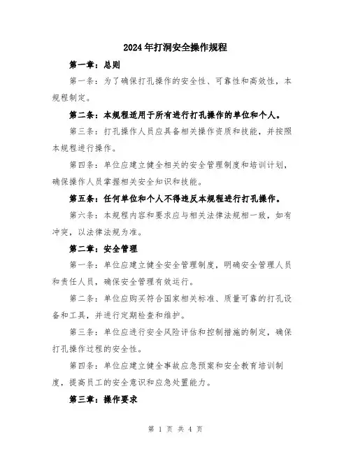 2024年打洞安全操作规程