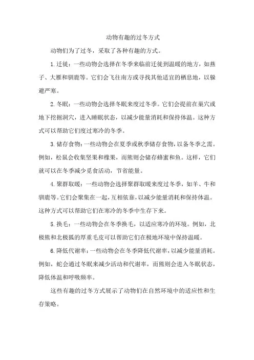 动物有趣的过冬方式