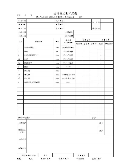 抗滑桩质量评定表