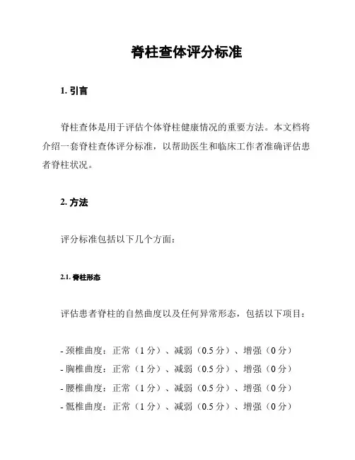 脊柱查体评分标准