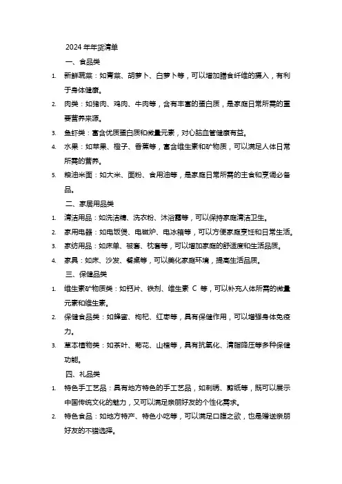 2024年年货清单