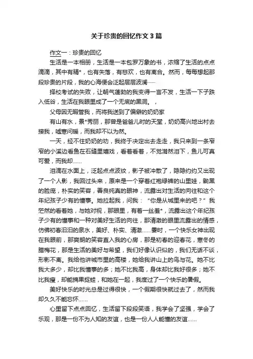 关于珍贵的回忆作文3篇
