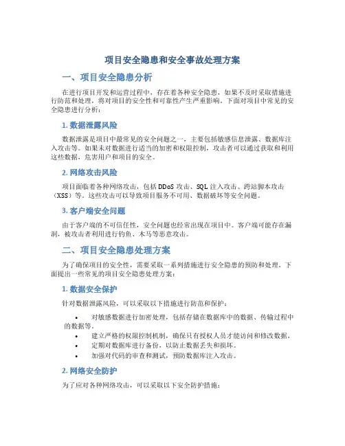 项目安全隐患和安全事故处理方案