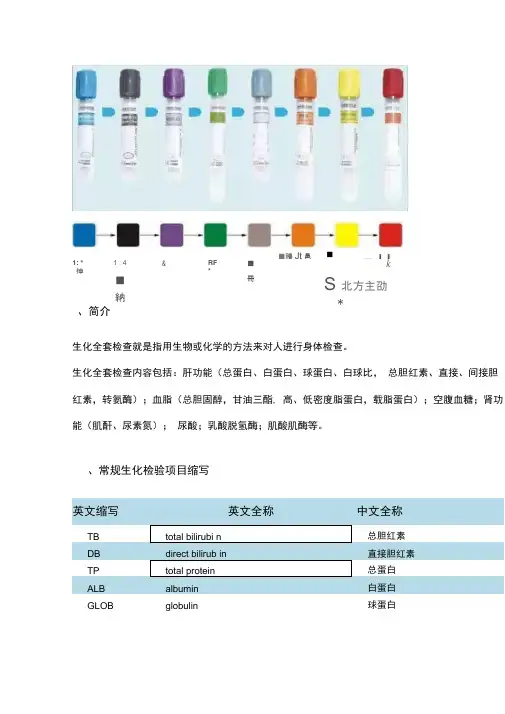 常规生化和血常规项目缩写及临床意义(北方生科)