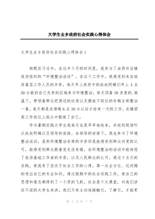 大学生去乡政府社会实践心得体会