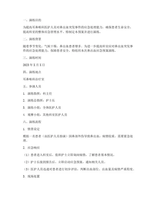 耳鼻喉科鼻出血应急预案演练