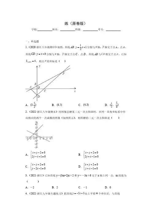 专题04数形思想课之一次函数与二元一次方程(组)综合专练(原卷版)