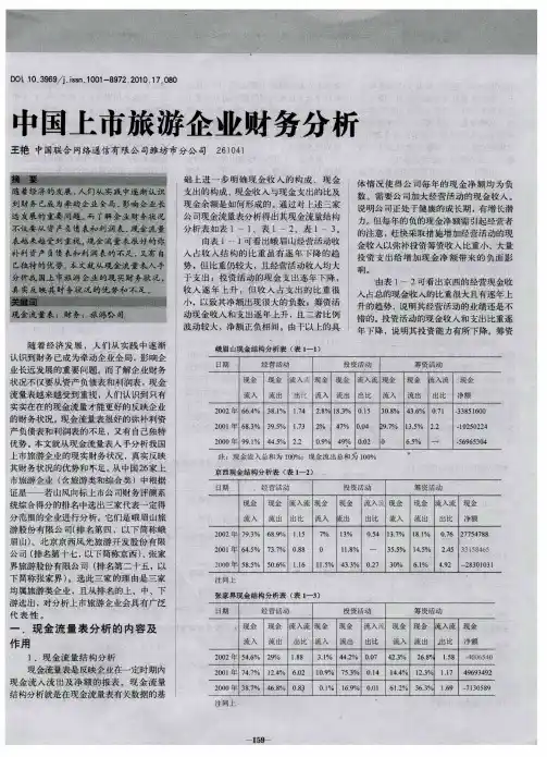 中国上市旅游企业财务分析
