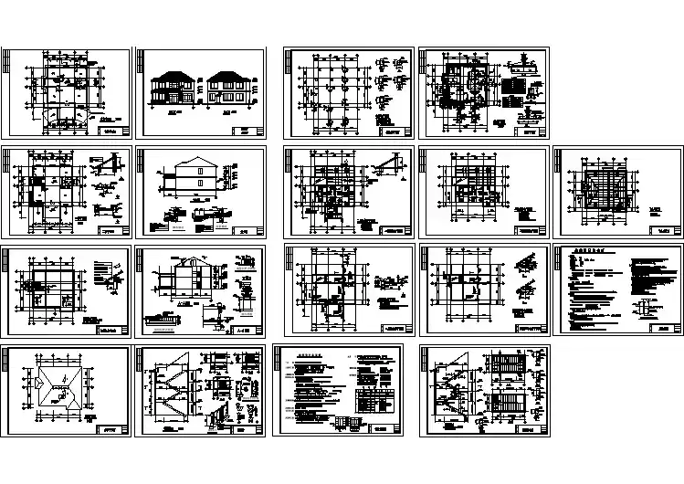 某地别墅建筑结构cad施工图（全套）