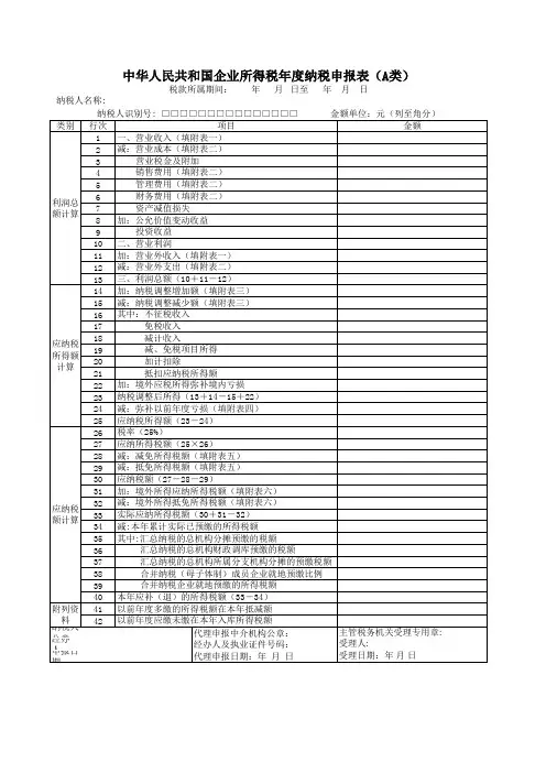 企业所得税年度纳税申报表(全)