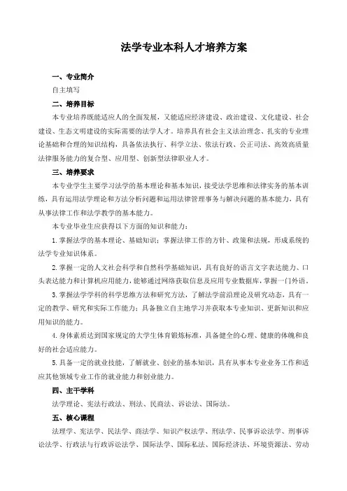 法学专业本科人才培养方案