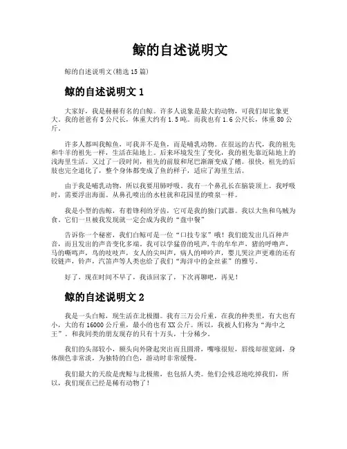 鲸的自述说明文
