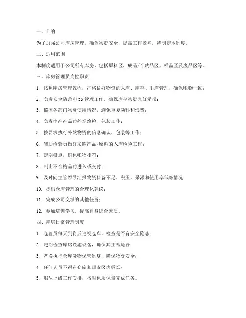 药企库房安全管理制度