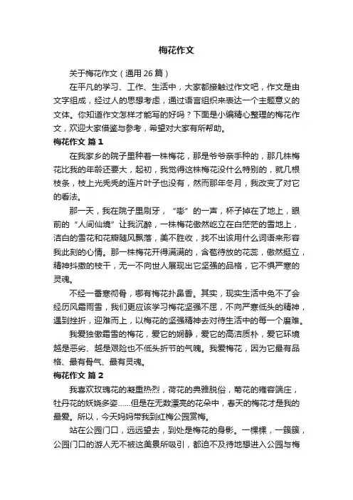 关于梅花作文（通用26篇）