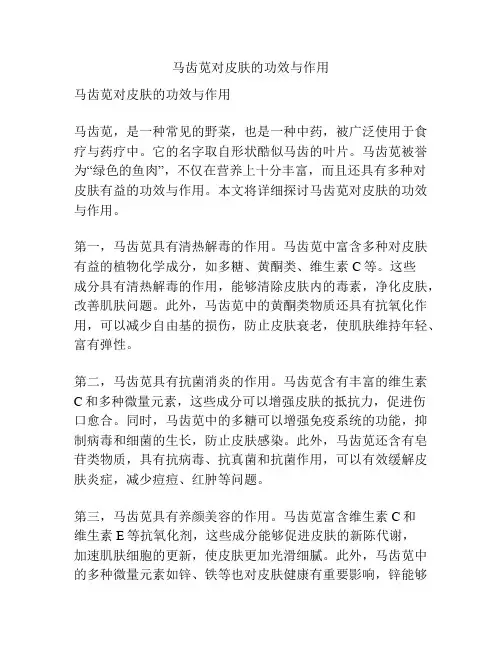 马齿苋对皮肤的功效与作用