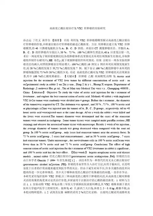 高浓度乙酸注射治疗兔VX2 肝肿瘤的实验研究