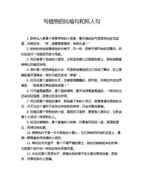写植物的比喻句和拟人句